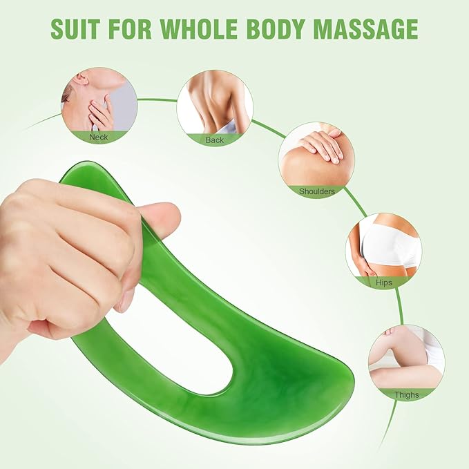 2 PCS Large Gua Sha Massage Tool, Resin Guasha Scraping Tool Multi-Functional Handheld Lymphatic Drainage Drain Scraper, Sore Muscles Massager for Tension Knots Relaxation, Myo-fascial Release
