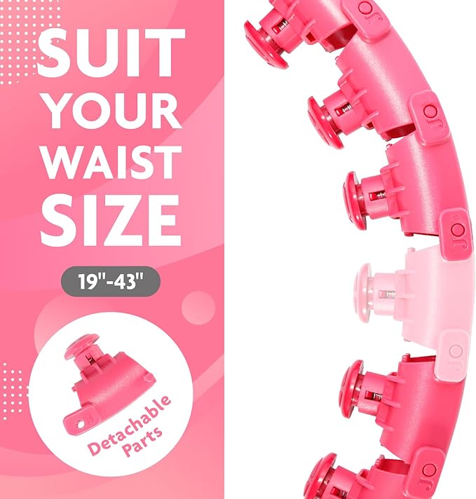 Hula Hoop Fitness Gear - Abs Workout, Weight Loss & Burn Fat (Smart Weighted Hula Hoops, Stomach Exercises),Pink,FE21440