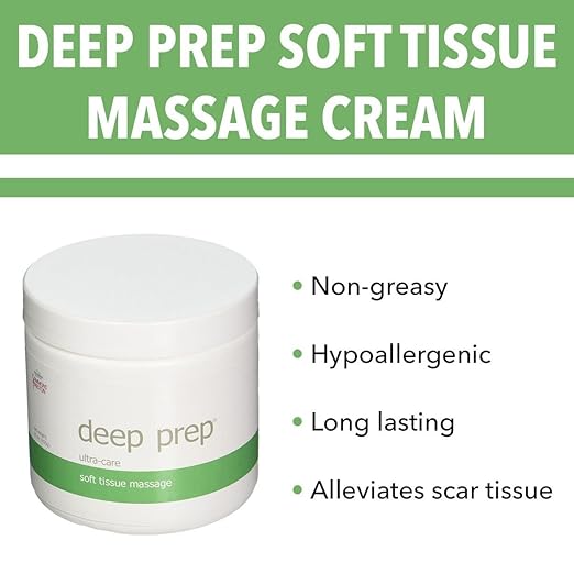 Rolyan Deep Prep Ultra Care Deep Tissue Massage Cream, Hypoallergenic & Odorless Professional Massage Creme for Relaxing Full Body Pain Relief, Unscented & Safe to Use On All Skin Types, 15 Ounce Jar