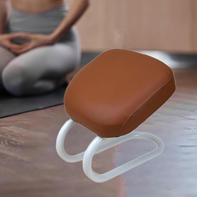 Colaxi Meditation Stool for Adults, Meditation Bench Kneeling Stool, Ergonomic Portable Chair with Anti Slip Cover, Adjustable Prayer Bench Seat for Home Studio Praying Yoga, Style D Brown