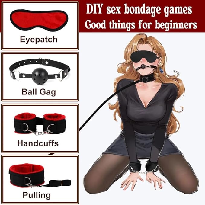 Ten Piece Red Leather Adjustable Yoga Strap Set, Couple Bdsm Explore For Partner Yoga, Pilates & Stretching