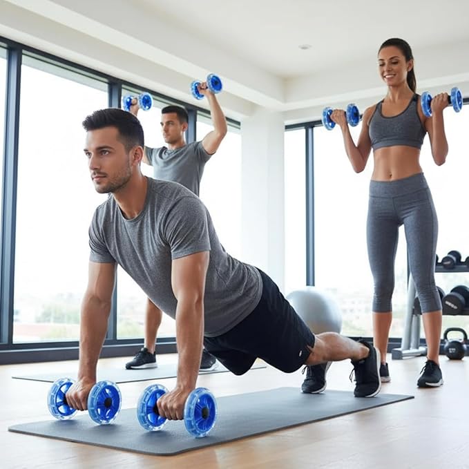 Exercise Roller Ab Exercise Abdominal Roller Wheel Dumbbell, Stable Abdominal Exercise Roller for Abs, Core Strength, Arms & Back, Portable Fitness Trainer for Men & Women