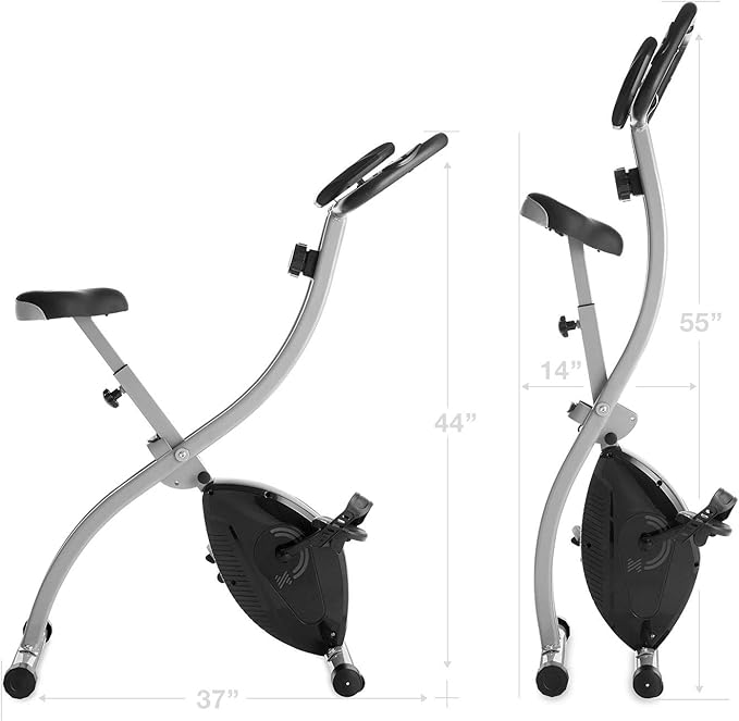 Indoor Cycling Bike - Folding, Upright Stationary Exercise Cycle with Magnetic Resistance