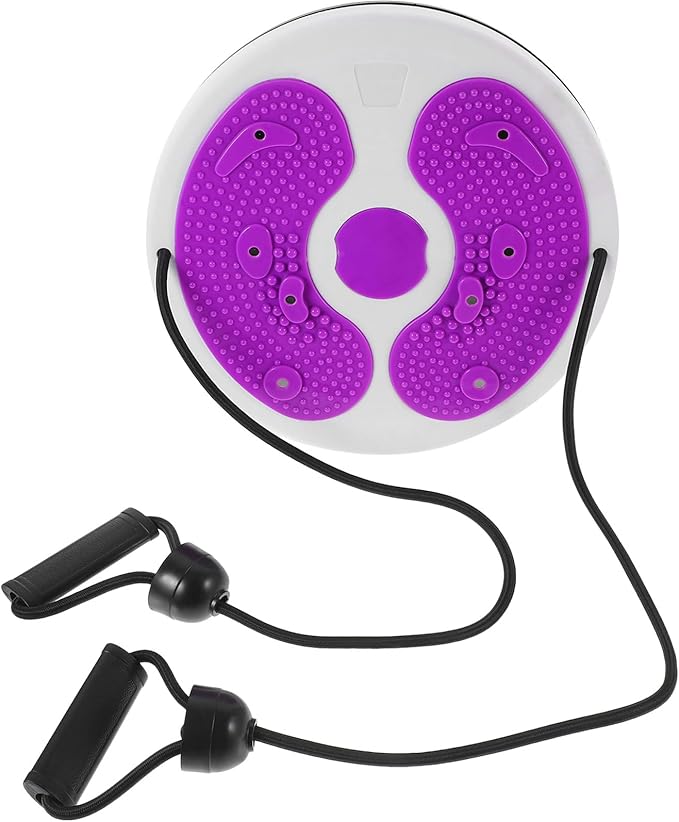 Twisting Waist Disc with Resistance Bands, Purple Waist Trainer Twisting Board for Home Abdominal Exercise and Core Strengthening, Indoor Slimming Rotating Fitness Equipment
