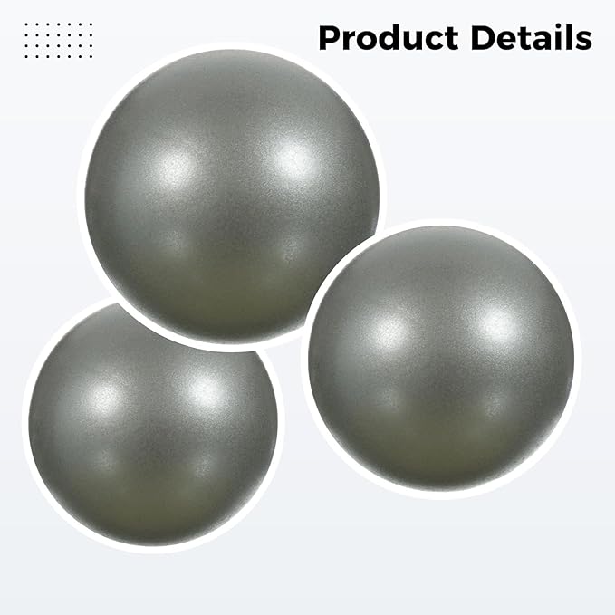 Pilates Set, 2 Pcs Silver-Gray Stability, 7.9 In Inflatable Exercise For Yoga, Anti-Burst Pvc, Core Training, Includes Straw