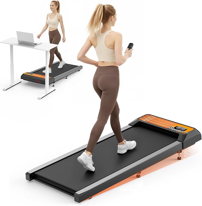 Walking Treadmill Pad with 5% Adjustable Incline and APP Sync, Small Compact Under Desk Treadmills for Home and Office with Remote Control and LED Display, 2.5HP