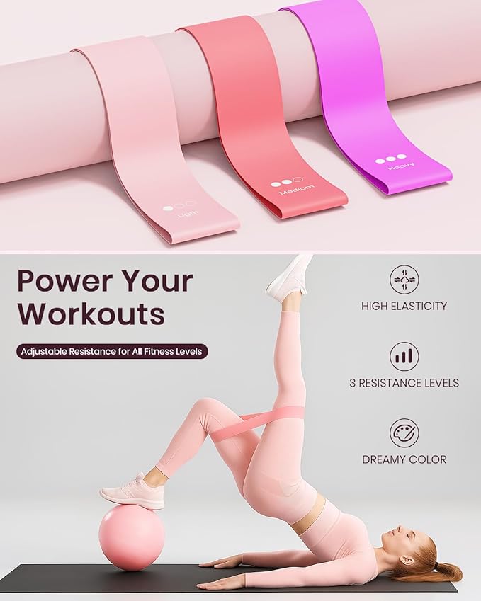 Pilates Ring Set for Women, Home Workout Pilates Equipment with Resistance Bands, 14'' Magic Circle, Mini Ball, Pilates Starter Kit for Strength, Toning and Flexibility