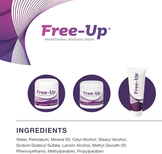 Free-Up-Professional Massage Cream, Fragrance-Free, Great Glide, Lubricity, Tissue Perception, Perfect for Physical Therapy, Massage Versatile, Non-Greasy, Dispenser Box, 50/7gm Packets