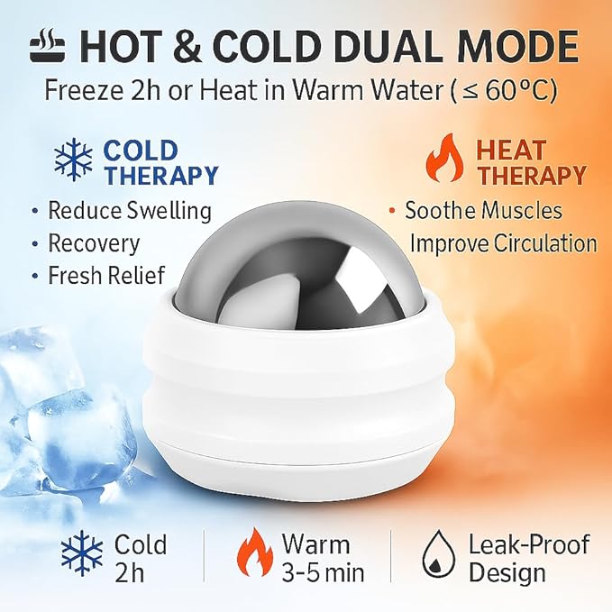 Cold Massage Roller Ball - Gifts for Boyfriend Him Men Women, Stays Cold for 6 Hours, Muscle Recovery Tools,Personal Care Massage Essentials,Rapidly Relieve Muscle Pain and Tension