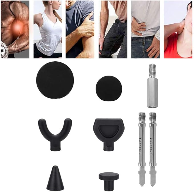 CALIDAKA 9pcs Jigsaw Massage Adapter Bit Massage Ball of Percussion Attachment Tool for Soft Tissue,Deep Tissue,Trigger Point Massage Gun Tips