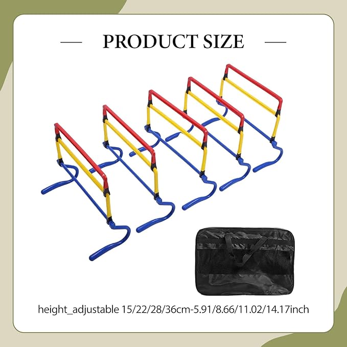 5Pcs Agility Training Hurdles Agility Speed Training Equipment Adjustable Height for Soccer Outdoor Sports Foot Exercise, Multicolor