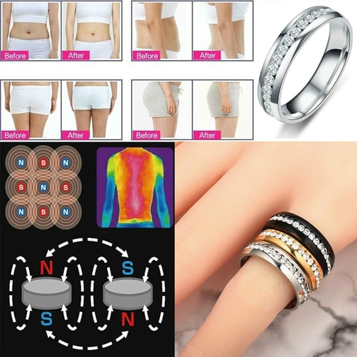 Health Care Weight Loss Fat Burning Slimming Magnetic Ring Rhinestone Jewelry Couple's Birthday Gift