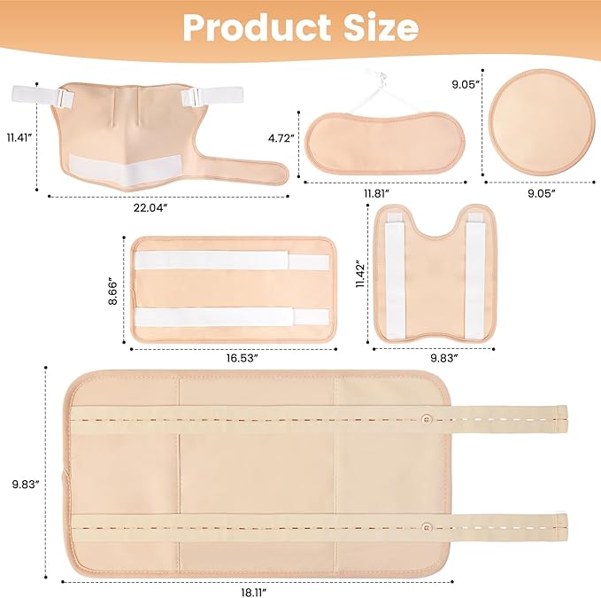7Pack Castor Oil Pack Wraps Organic Stomach Reusable Wrap Packs for Shoulder Neck Chest Liver Knee Thigh Machine Washable