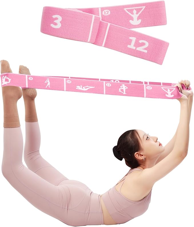 Yoga Strap with 10/12 Loops - Multi-Functional Stretch Band for Pilates, Dance, Gymnastics, Physical Therapy, Flexibility & Resistance Training, Ballet, Latin Workouts
