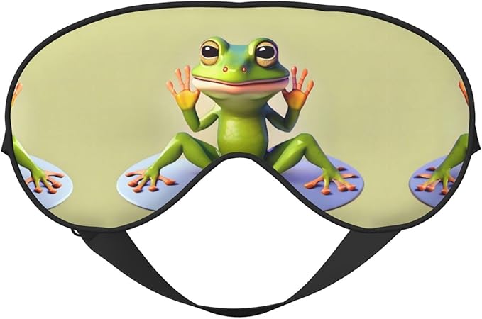 The Funny Frog Doing Yoga Head-Mounted Double-Sided Light-Blocking Sleeping Eye mask to Protect Eyes and Relieve Eye Fatigue