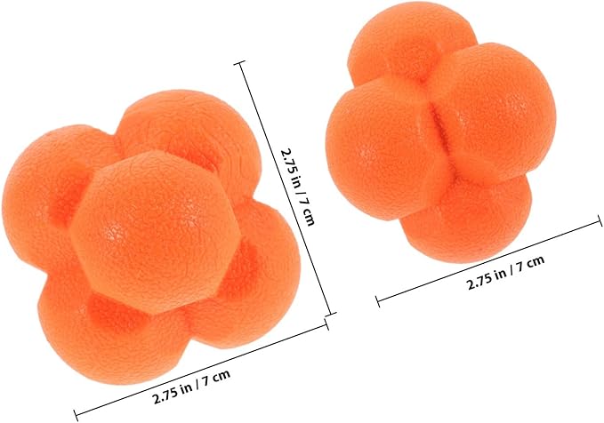 TOYANDONA Hexagonal Reaction Training Ball 7cm Orange for Hand-Eye Coordination and Agility Speed Enhancement, Reflex Catching and Throwing Ball for Soccer, Boxing, and Team Sports Practice