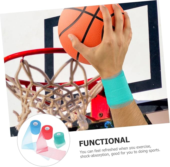 3rolls Tennis Grip Tape Bat Grip Tape Wrist Wraps Film Cuttable Bandage Wrap for Joint Protection Breathable for Outdoor Athletes