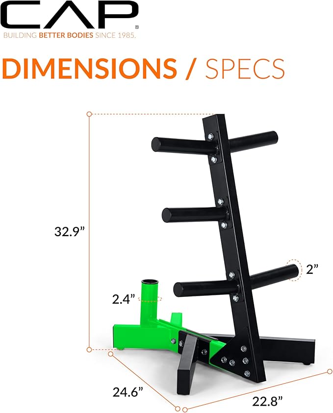 Cap Barbell Olympic Plate Tree Storage Rack, Multiple Colors