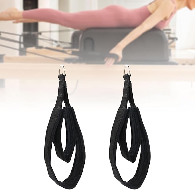 Generic 2Pcs Pilates Straps for Reformer, Comfortable Grip Nonslip Handle D Rings Straps Pilates Double Loop Straps Fitness Equipment for Women Men Home Gym