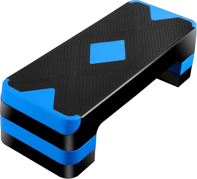 ZENY 26.5 inch Aerobic Step Platform with 4 Step Risers, Height Adjustable Exercise Stepper for Home Gym Workouts, 400 lbs Capacity