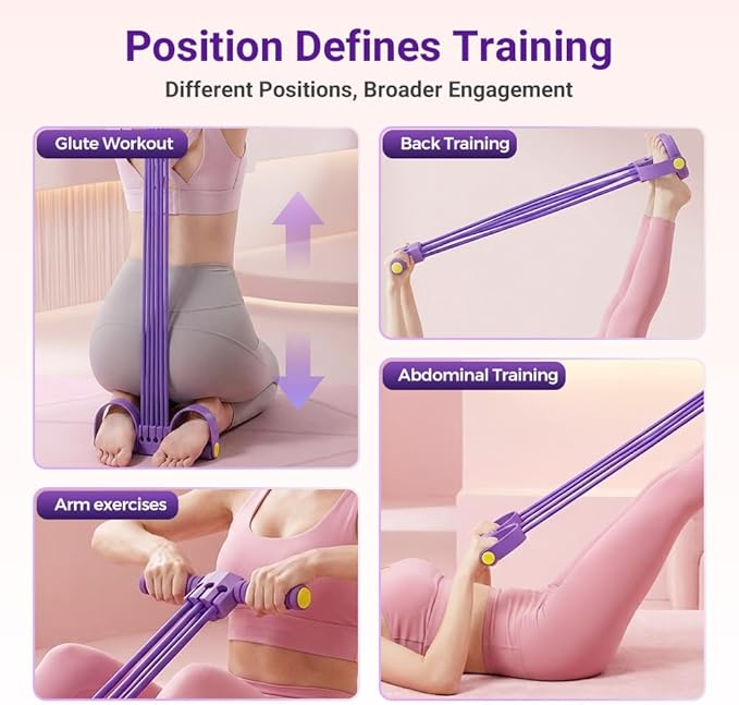 Pedal Resistance Bands with Handles, Upgrade 6-Tube Natural Rubber Foot Pedal Resistance Band, Multifunction Home Gym Equipment for Arms, Legs, Abdomen, Waist Training