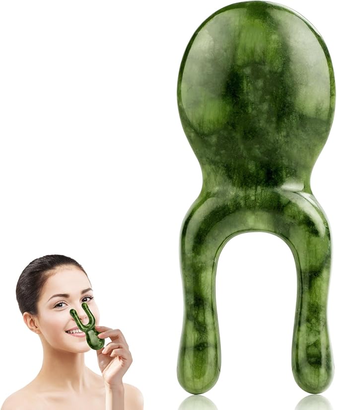 ideayard Jade Gua Sha Facial Tools, Jade Massage Tools for Face Nose Eye, Manual Therapy Tools, Handheld Meridians Acupressure Tool Birthday Gifts for Women Men