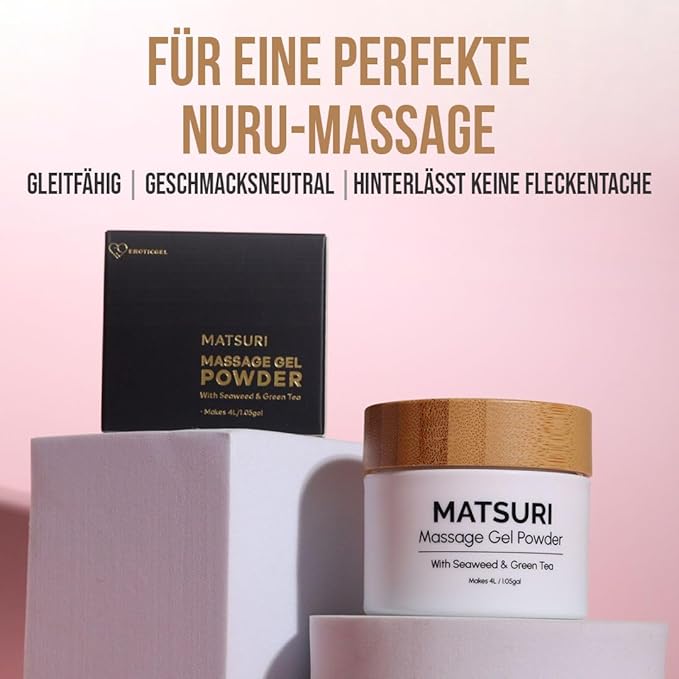 Japanese Nuru Massage Gel Powder 40g | Formulated with Natural Seaweed & Green Tea | Made in Japan | Paraben, & Glycerine Free | Fragrance-Free | Makes 1.05 gal/ 4L | Vegan | Matsuri