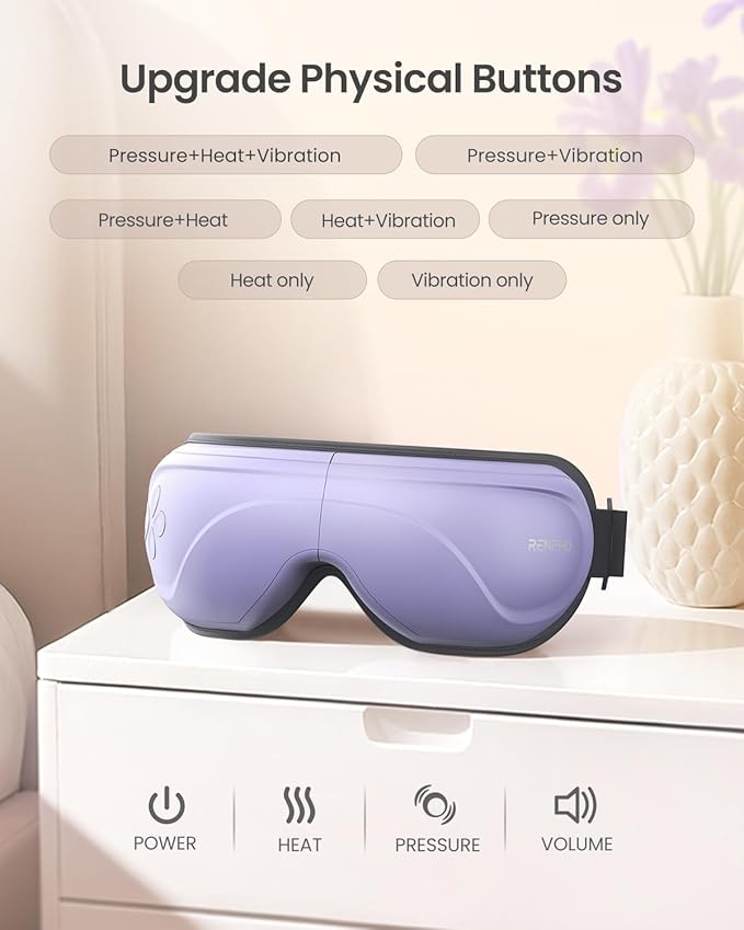 RENPHO Eye Massager with Heat and Cooling, Birthday Gifts for Mom Dad Women Men Heated Eye Mask for Migraine Relief Reduce Strain Improve Sleep Eyeris 2