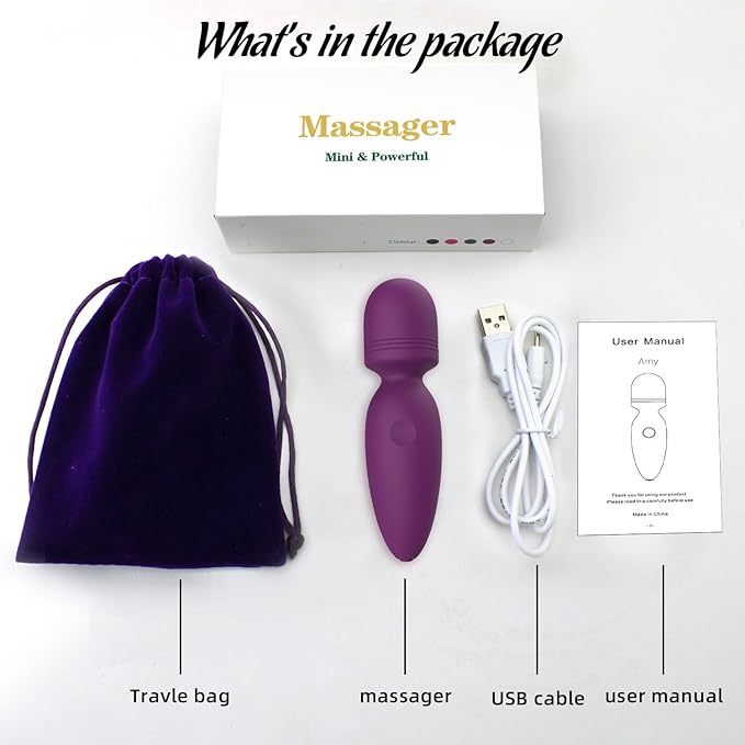 Mini Massager Tools,Small Waterproof Cordless Handheld Massager with 10 Vibration Modes, Personal Handheld Massager for Back（Purple）