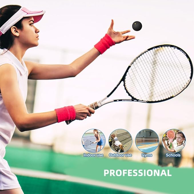 Kisangel 3Pcs Single Dot Training Balls Rubber Racquetballs High Bounce Practice Balls for Indoor Outdoor Squash Training