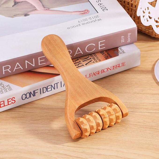 Healifty Wooden Foot Massager Roller Tool for Neck Shoulder Back and Legs - Compact Handheld Acupoint Massage Roller for Muscle Relief and Daily Use 2-Pack