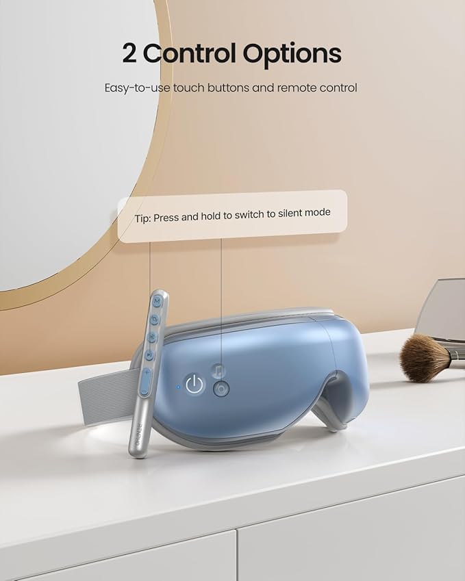 RENPHO Eye Massager with Heat, Birthday Valentines Day Gifts, Migraine Massager with Remote, Compression, Silent Mode, Bluetooth, Heated Sleep Mask for Strain Relief, Stye Eye, Improve Sleep