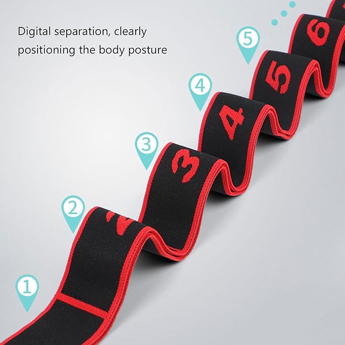 Fitness Band Elastic Stretch Strap with 8 Looped Resistance Stretching Strap for Pilates Dance Resistance