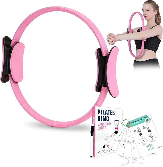 Pilates Ring Fitness Circle for Women - 15 Inch Magic Fitness Circle for Toning Inner & Outer Thighs, Bonus Pilates Equipment Thigh Master Guide.