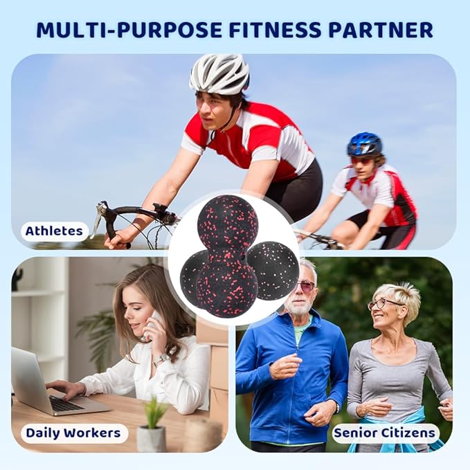 Peanut Massage Ball, 24x12cm Myofascial Release Acupoint Massage Deep Tissue Muscle Massage Back Leg Massage Roller Mobility Ball Double Ball for Daily Physical Therapy Yoga Therapy
