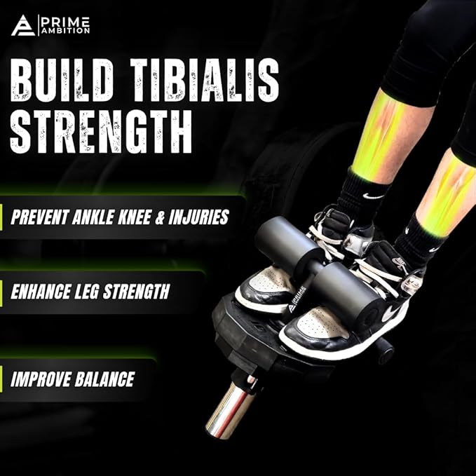 Premium Tib Bar Calf Workout Equipment - Anterior Tibialis Trainer Tibia Dorsi Calf Raise Machine - Tibialis Bar Knees Over Toes Equipment for Calves/Shins/Ankles, Fits 2" Olympic Weight Plates