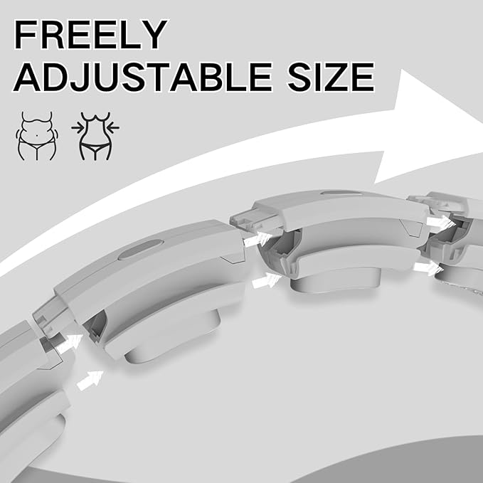 Smart Silent Weighted Exercise Infinity Hoop - Patent Pending (80% Quieter + Auto Count), Adjustable 30"-50" Fitness Hoop for Adults, Core Ab Workout with Infinity Hoop Circle for Women & Men (Grey)