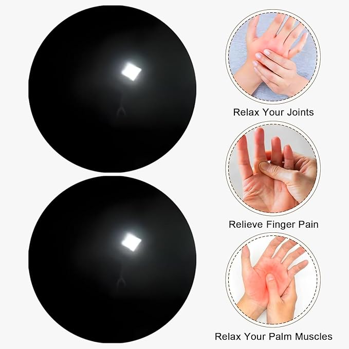 Hand Therapy Balls for Stress Relief,Baoding Balls for Women & Men,Marble Chinese Massage Ball Set for Hand Exercise,Arthritis,Brain Stress Relief,2 Pack with Storage Bag (1.38inch Black)