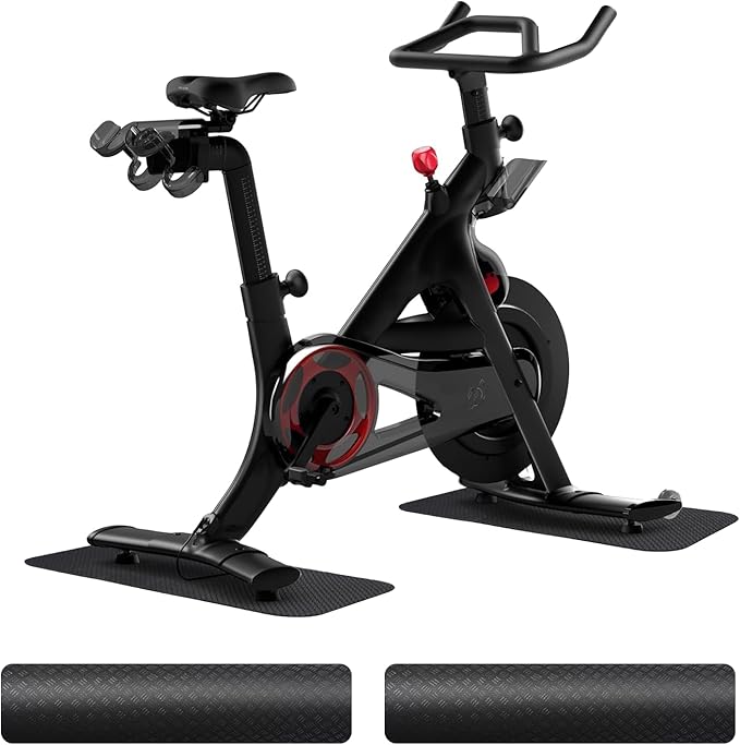 2-Pack Bike & Rowing Machine Mat for Carpet & Hardwood Floors, Compatible with Peloton/Yosuda, Anti-Slip Floor Protector Pad, Noise & Vibration Dampening