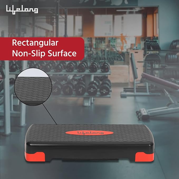 Lifelong LLAS01 Polypropylene Aerobics Stepper (Black and Red)