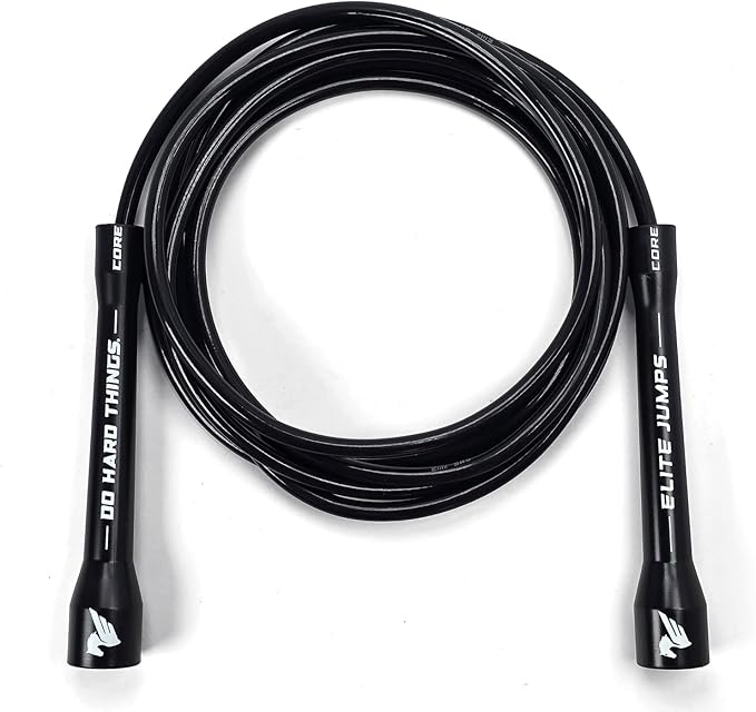 Elite Jumps Adjustable Jump Rope – 6mm PVC Training Rope for Fitness & Cardio | Indoor/Outdoor Skipping Rope with Unbreakable Handles, Non-Kinking Cord & Smooth Rotation for Boxing & Strength