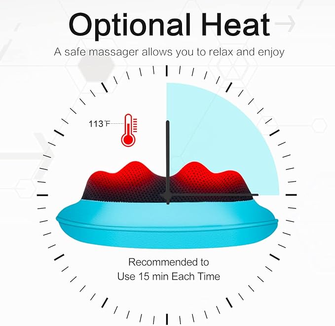 Mo Cuishle Shiatsu Back Massager with Heat – 3D Kneading Neck and Shoulder Massager for Back Pain Relief – Electric Massage Pillow for Home, Office & Car – Mother’s Day Gifts for Mom, Women, Men, Dad