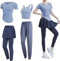 4-Piece Yoga And Pilates Set For Women, Xxl, Includes Short-Sleeve Top & Tank Sports Bra, Polyester/Spandex