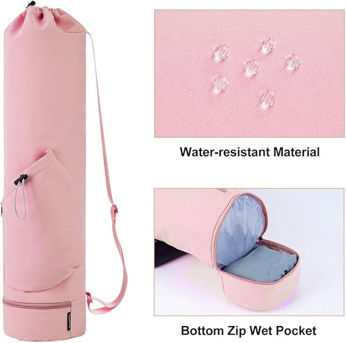 PUXING Yoga Mat Bag Yoga Mat Carrier Bag with Water Bottle Pocket and Bottom Wet Pocket Waterproof Yoga Mat Carry Bag Multi-Functional Storage Bag for Women Men