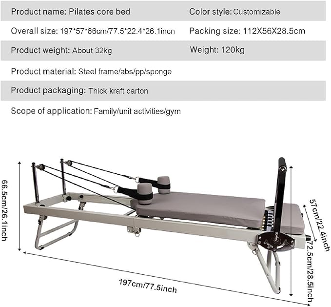 Foldable Pilates Equipment, Portable Pilates Reformer, Folding Home Fitness Workout Machine Supports Up to 300 Lbs Comfortable to Use