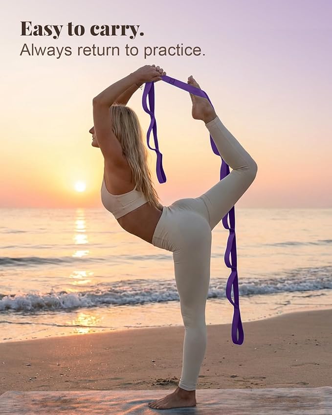 Trideer Stretching Strap with Loops & Leg Lifter, Non-Elastic PT-Style Physical Therapy Strap for Knee Replacement Rehab, Hamstring, Calf & Back Stretcher Mobility, Hip, Shoulder & Yoga