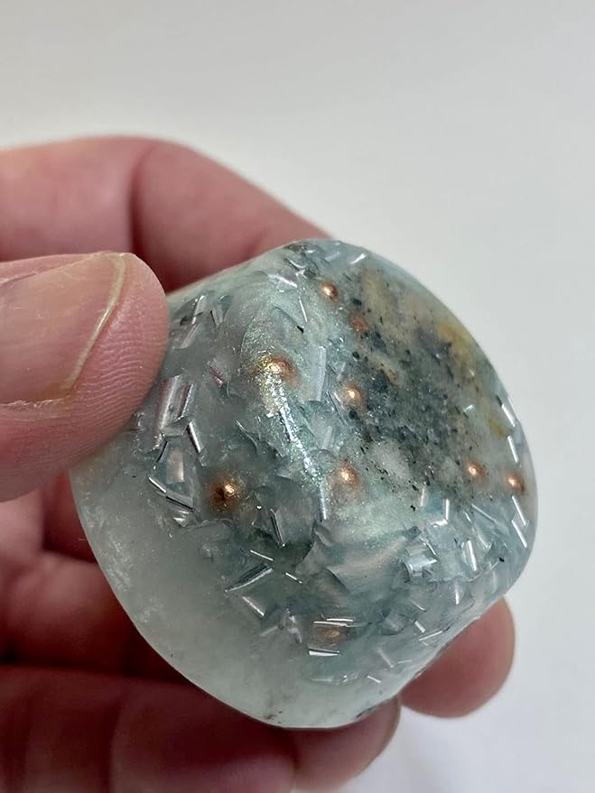 2 Pearl Green Small Tower Buster Crystal Orgone Generator Energy Accumulator 528Hz/7.83Hz/Advance Harmonics Many Beautiful Ingredients and Colors!! (Pearl Green)