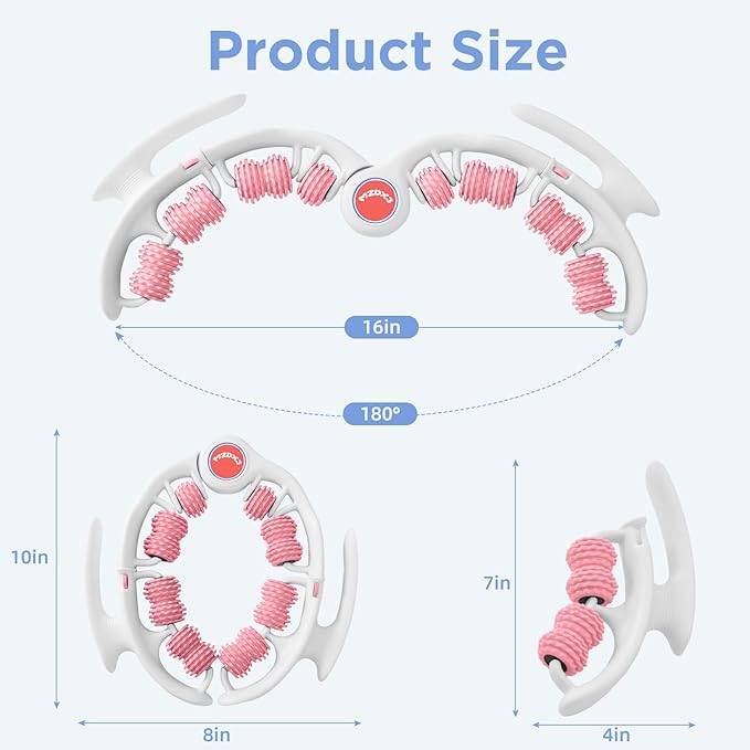 Cellulite Massage Tool - Lymphatic Drainage Massager - Muscle Roller, Deep Fascia Massage, Dimpled Skin Removal, Legs/Thighs/Buttocks, Anti-Cellulite Roller, Smooth Skin, Pain Relief (Pink)