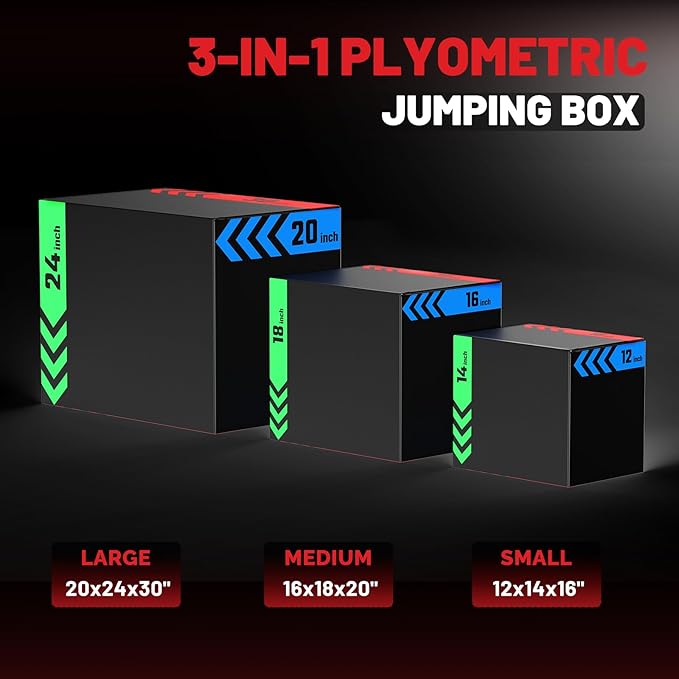 papababe 3-in-1 Plyometric Box Multi-use Jumping Exercise Equipment Trainer with Anti Slip Surface and High Density Foam for Workout Training