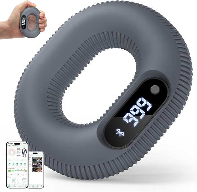 Smart Grip Strength Trainer with Bluetooth APP - Squeeze to Play Games & Scroll TikTok Hands-Free, Soft Silicone, Portable Hand Exercise for Strength, Stress Relief & Rehab